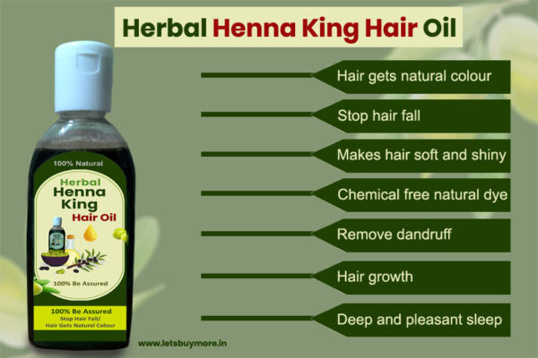 Herbal Henna King Hair Oil – Enriched with Henna & Coconut for Strong, Shiny & Healthy Hair – Best Hair Growth & Nourishment Formula - Image 3